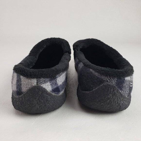 Keen Howser Plaid Slide Slipper Womens 7 Gray Fleece Lined Slip On Clog Shoe - Picture 8 of 10